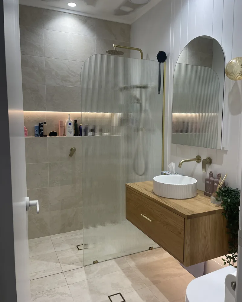 The completed bathroom, looking through to the shower