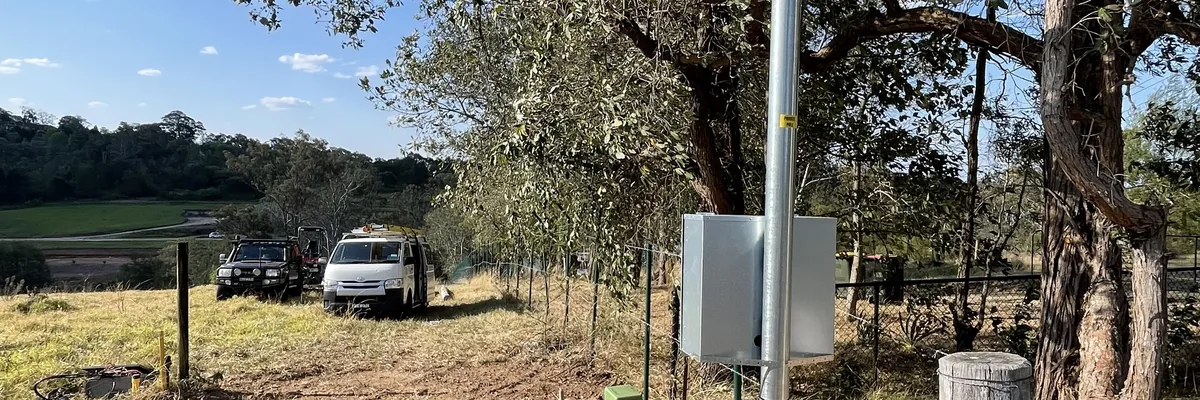 A new galvanised private pole and its meter box on a rural block at Grose Vale